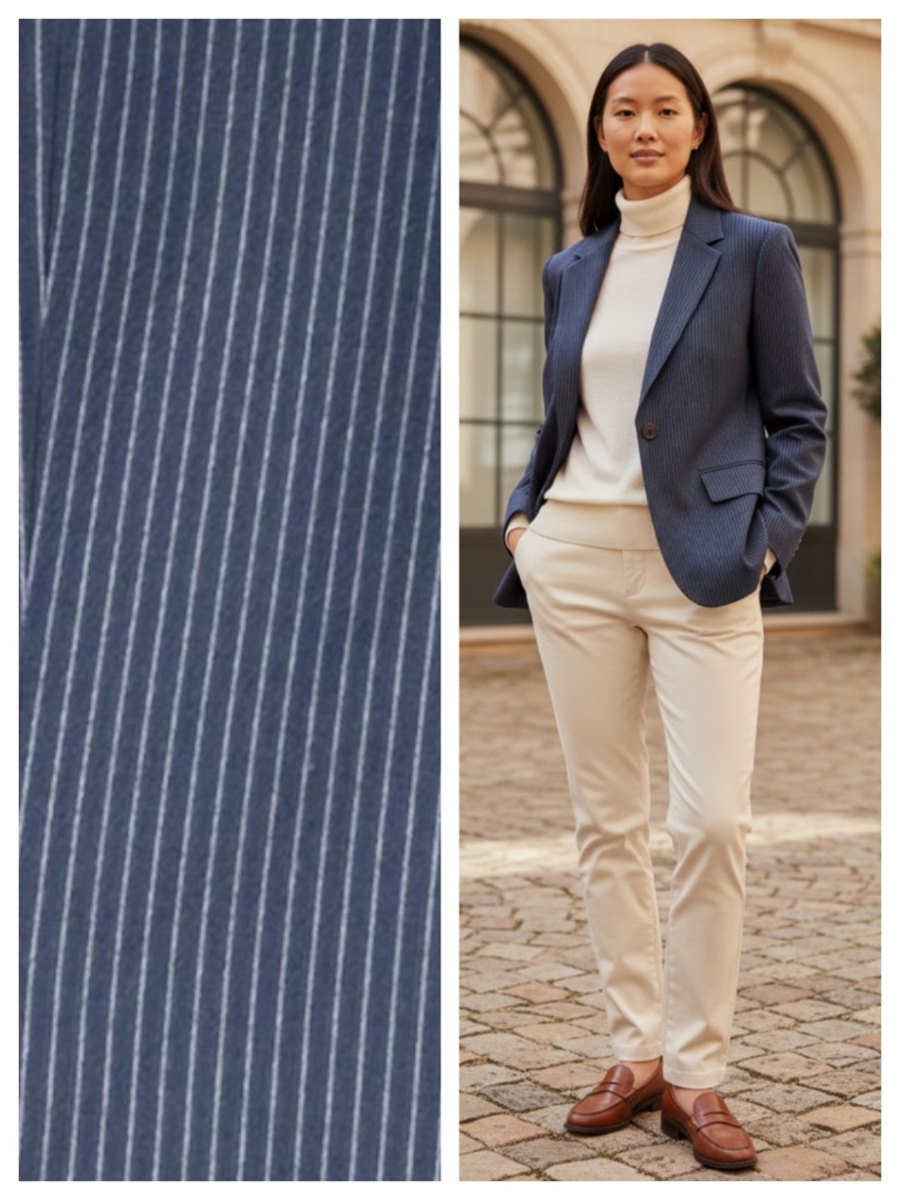 Talbots Blazer Jacket Coat Sz 16 XL 1X Pinstripe Blue Wool Silk Career Old Money